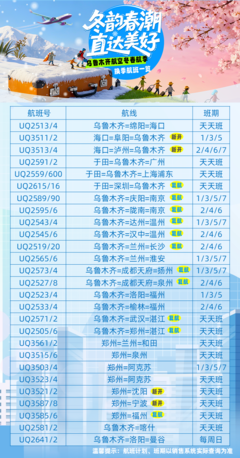 2025年冬航季 乌鲁木齐航空航线网络焕新，织密区域空中通道